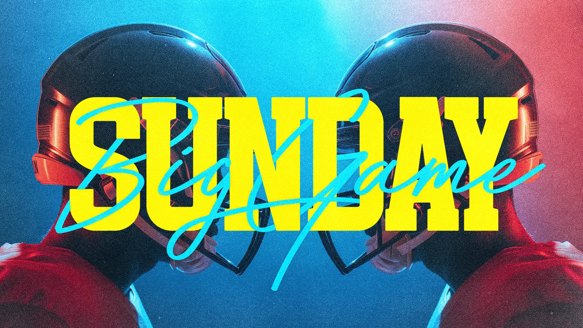 Invite Your Community To Experience The Thrill Of Fellowship With Our &Quot;Big Game Sunday&Quot; Church Media Template, Featuring Vibrant, Contrasting Colors And Dynamic Imagery Of Football Helmets That Symbolize Teamwork And Unity.
