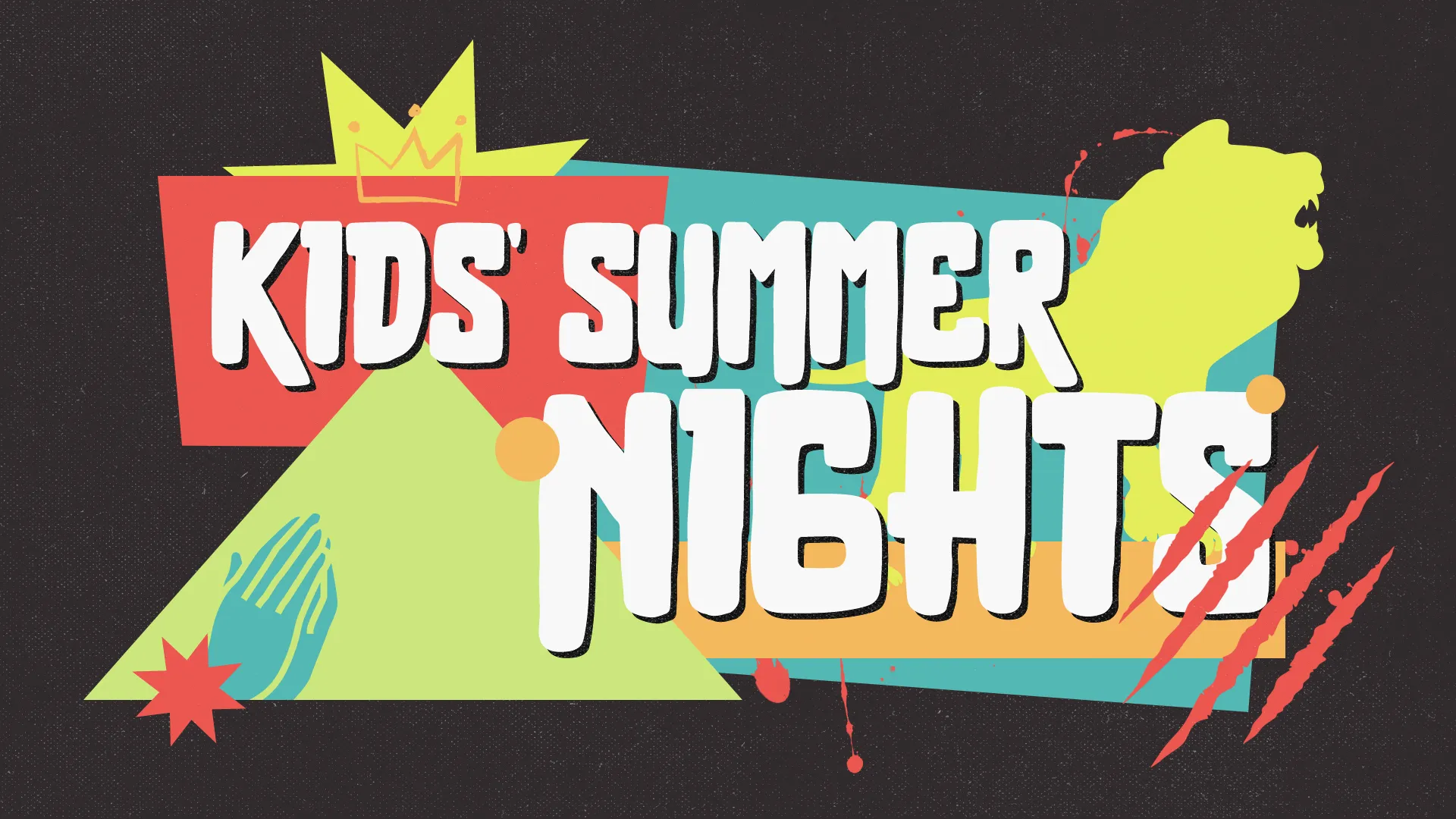 Dive into the fun of summer with this playful and creative graphic for Kids' Summer Nights. Designed to captivate and engage, it’s perfect for any church event aimed at bringing joy to children during the summer season.
