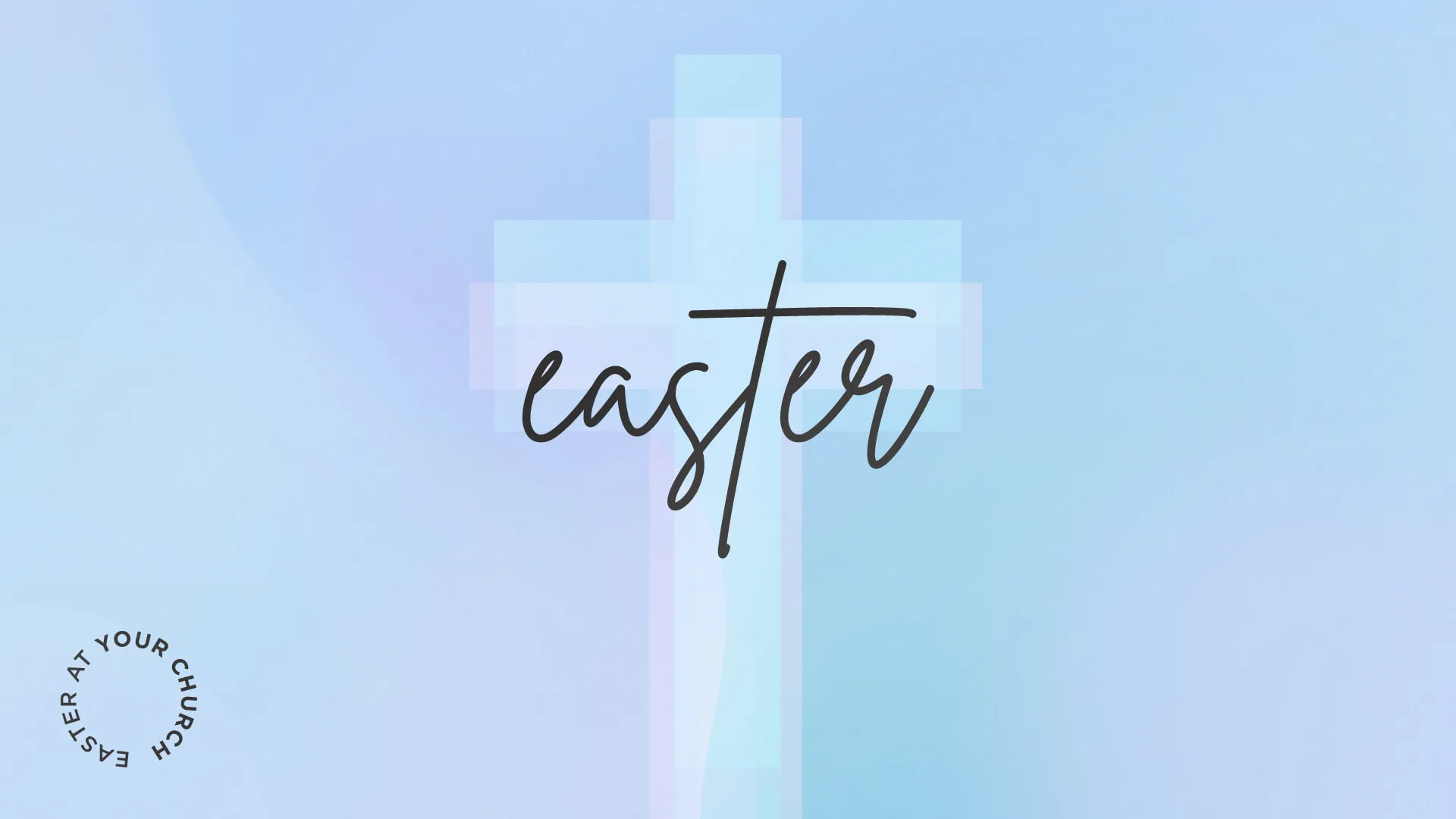 Elevate your church media with this serene Easter template, featuring a subtle cross design overlaid with elegant, flowing script that captures the spirit of the season.