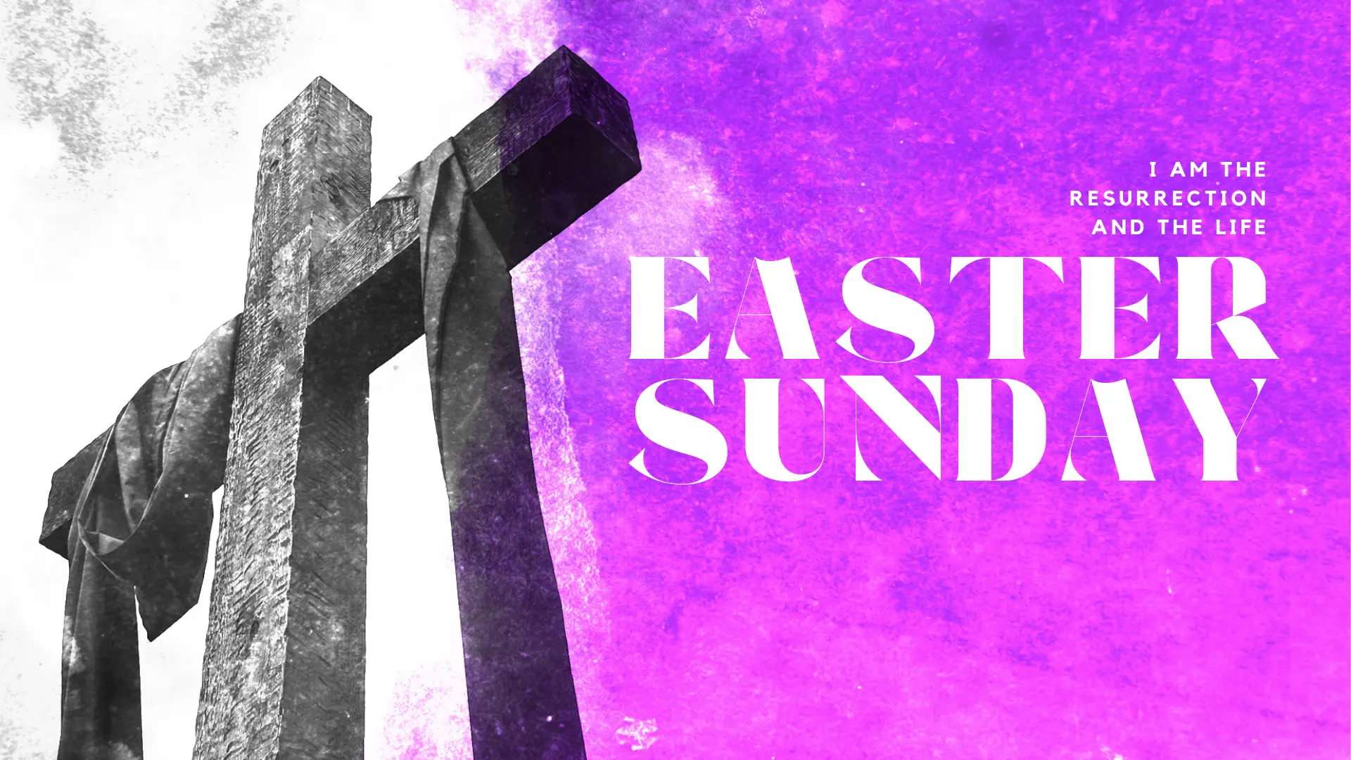 Proclaim The Victory Of Jesus With This &Quot;Easter Sunday&Quot; Graphic That Boldly Declares, &Quot;I Am The Resurrection And The Life.&Quot; The Strong Imagery Of The Cross Against A Vibrant Background Captures The Essence Of The Celebration For Your Church Media.