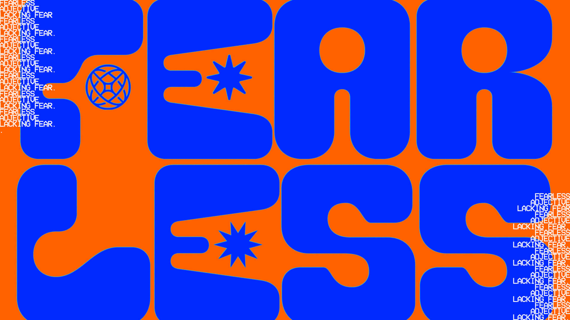 This Church Graphic Employs A Striking Blue And Orange Contrast, Spelling Out &Quot;Fearless&Quot; In A Modern, Bold Font That Communicates Strength And Courage, With The Definition Running Along The Edges, Encouraging The Congregation To Live Out Their Faith Boldly And Without Fear.