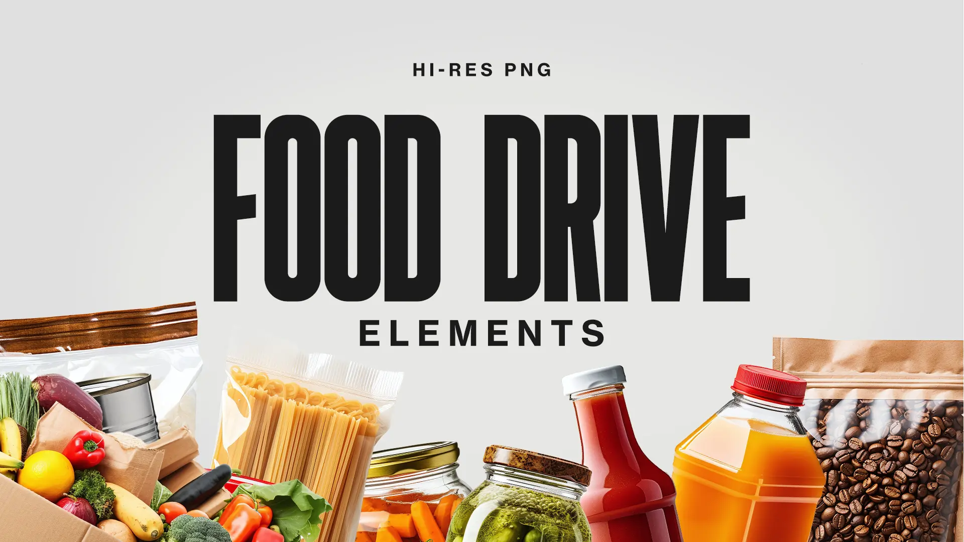 Boost Your Church'S Outreach Efforts With Our &Quot;Food Drive Elements&Quot; Graphic, Featuring High-Resolution Pngs Ideal For Promoting Community Support And Generosity.