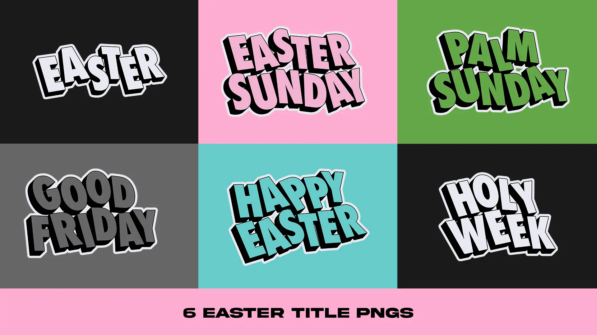 Celebrate The Easter Season With Flair Using Our 'Retro Easter Titles And Icons' Set. These Bold, Nostalgic Graphics Are Perfect For Adding A Spirited Touch To Your Church Media During This Joyful Time.